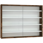 4-Tier Adjustable Display Cabinet, Wall-Mounted Glass and Wood Display Case, 80x9.5x60 cm, Brown