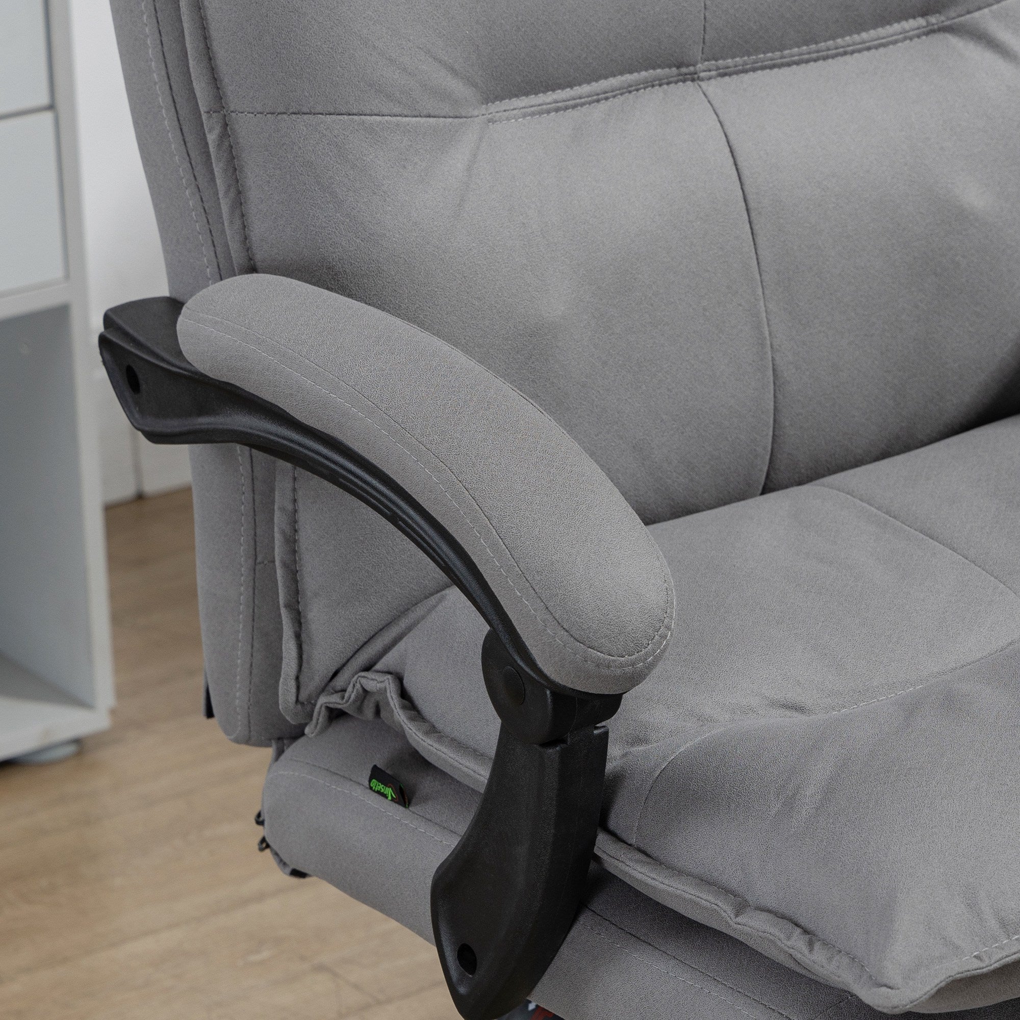 Heated Massage Office Chair, 155° Reclining with Extendable Footrest, Grey