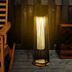 Outsunny Solar Garden Lantern with LED Light in Rattan and Metal, Ø21.5x61cm, Brown