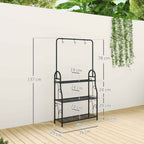 Outsunny 3-Tier Plant Stand with 3 Hooks, Metal, 162x221.5x163 cm, Black