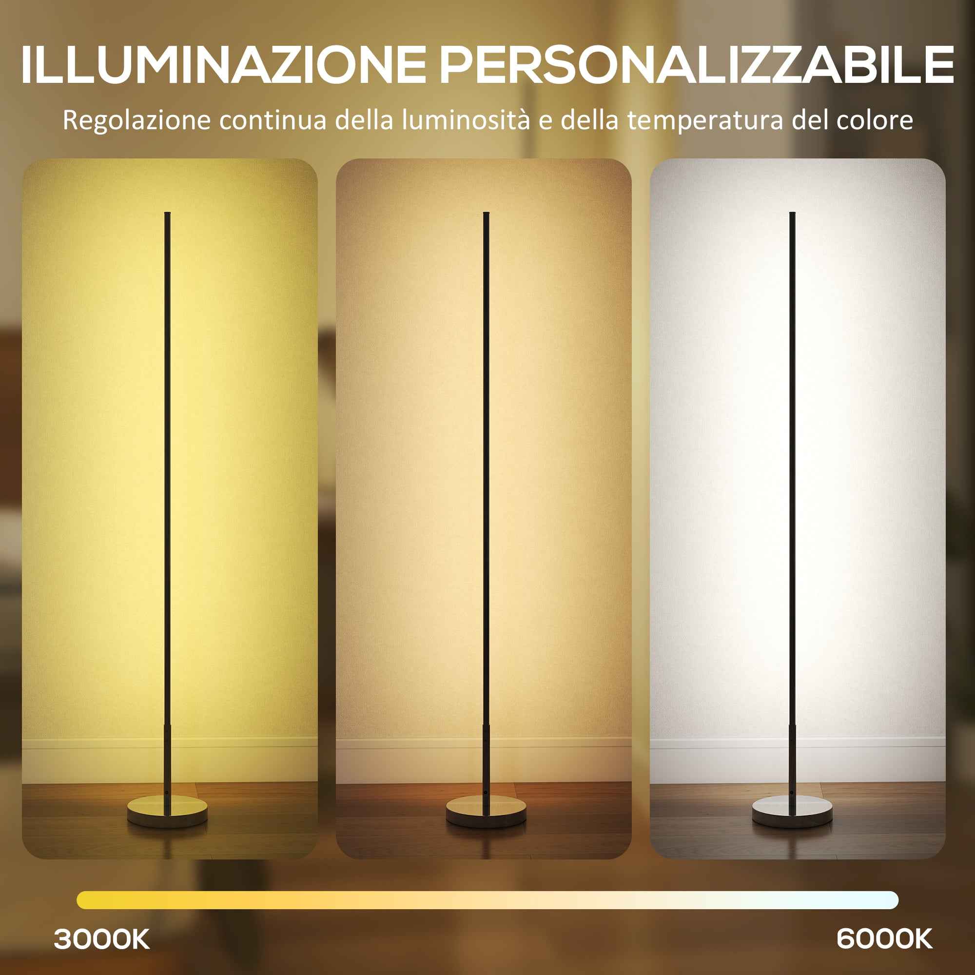 HOMCOM 150cm High LED Floor Lamp with Adjustable Color Temperature and Remote Control, Silver