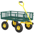 Outsunny Steel Garden Cart with 200 kg Capacity and Removable Side Walls, 104 x 54 x 51 cm, Green and Yellow