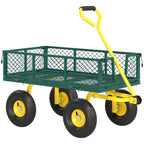 Outsunny Steel Garden Cart with 200 kg Capacity and Removable Side Walls, 104 x 54 x 51 cm, Green and Yellow