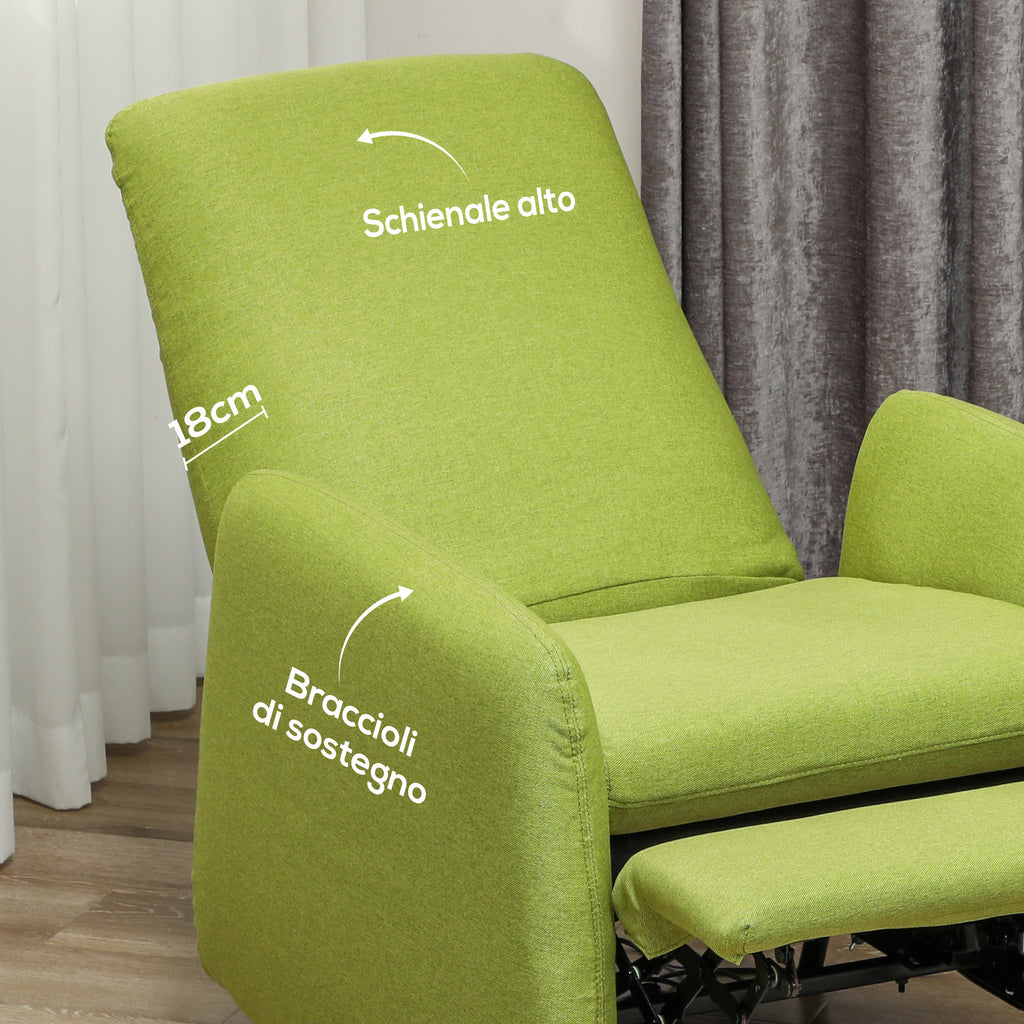 Reclining Relax Armchair with Removable Footrest, Replacement Cover and Seat with Springs, Gray