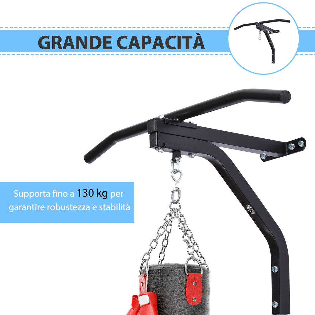 Punching Bag Stand Bracket with Pull Up Bar, 93x47x51cm, Black