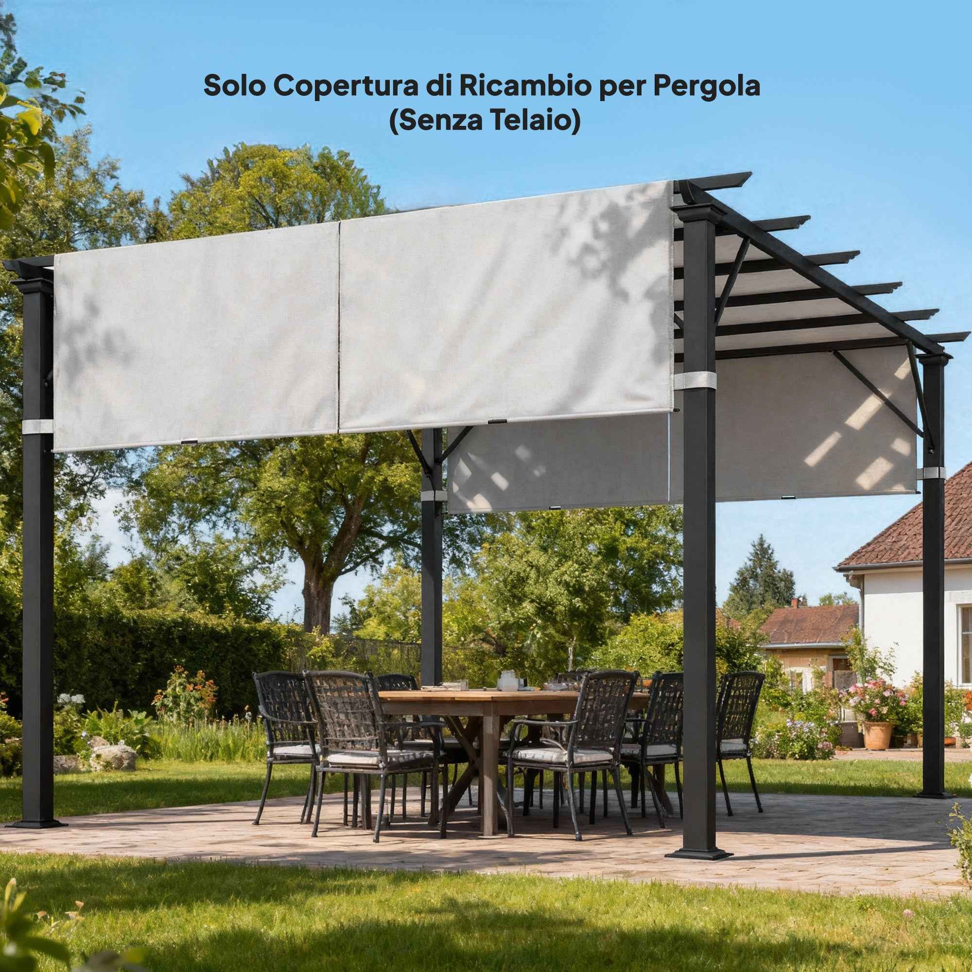 Outsunny Pergola Cover UV30+ Gazebo Canopy, 3x3m, Light Grey