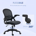 Ergonomic Office Chair with Mesh Backrest and Adjustable Height, 65.5x61.5x88-97.5cm, Black - Borgè