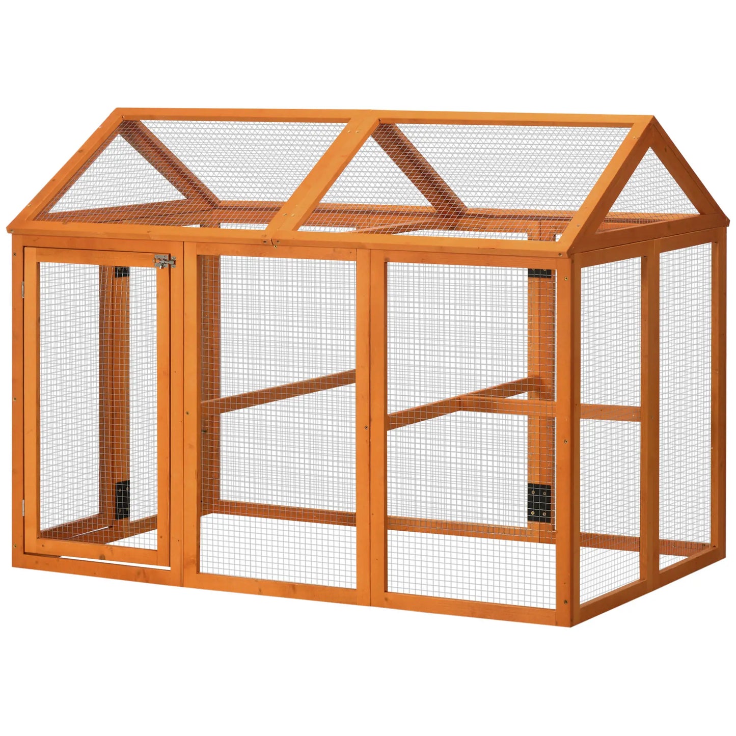 Wooden Chicken Coop with Multiple Doors and Metal Mesh, 140x88. 5x106cm, Orange