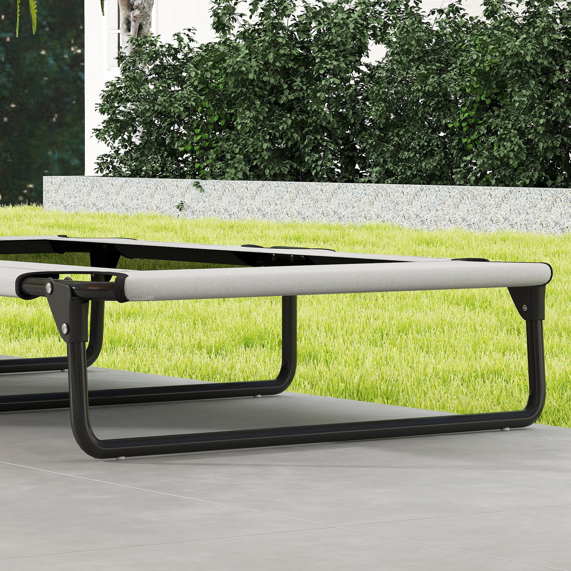 Foldable Dog Bed with Mesh Fabric for Indoor and Outdoor Use, 107 x 61 x 20 cm, Light Grey