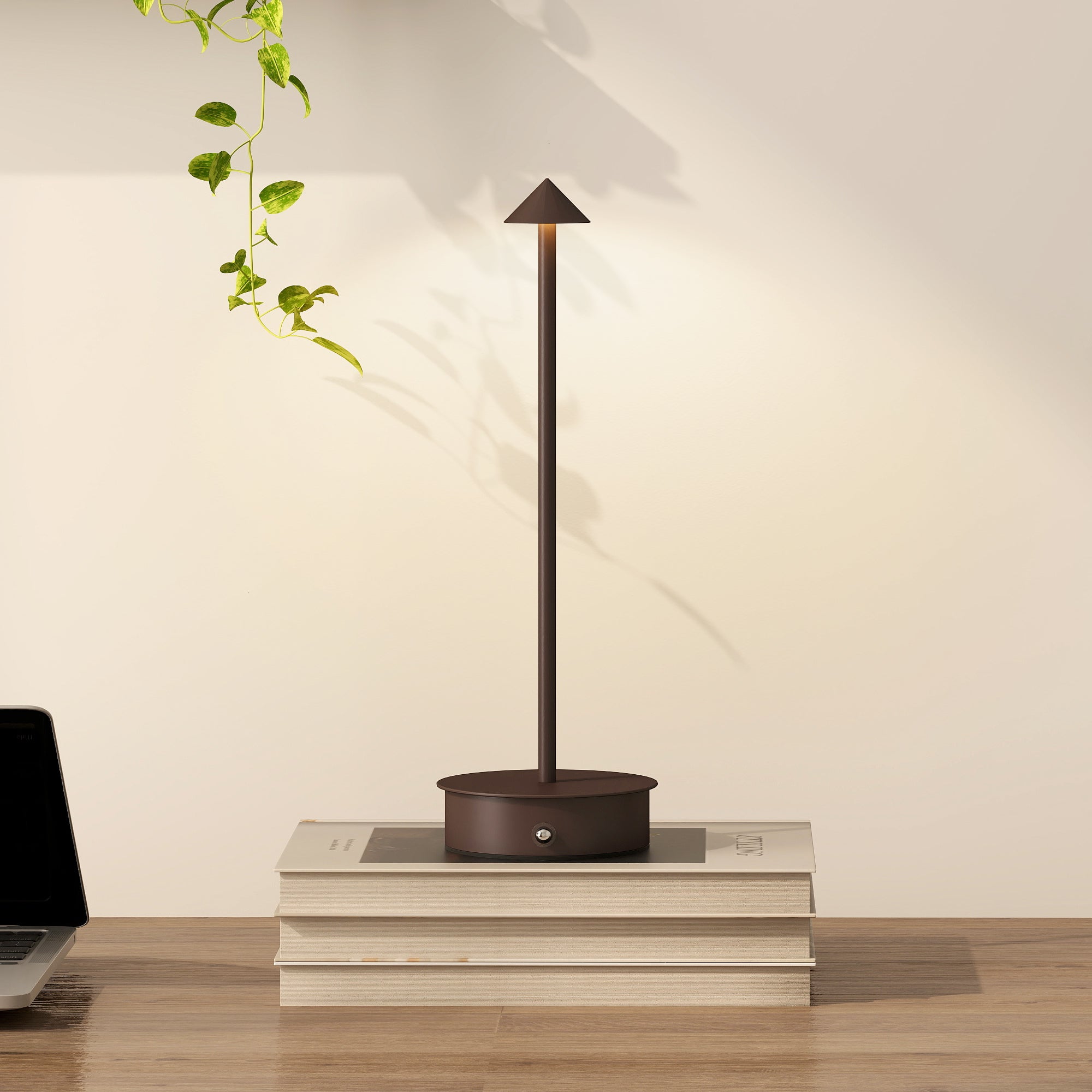 USB Rechargeable Touch Table Lamp, Adjustable 3000K/4500K/6500K, 4-8 Hour Battery Life, Coffee