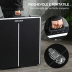 Folding Ping Pong Table with Carry Handle, Made of Aluminum and Wood, 152x76x72 cm, Black