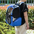 PawHut 2 in 1 Backpack Carrier for Dogs and Cats with Pockets and Telescopic Handle, 42x25x55cm, Blue - Borgè