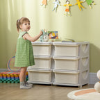 6-Drawer Children's Chest of Drawers for 3-6 Years Old with Rounded Edges, in PP Cream White, 75x37x56.5 cm