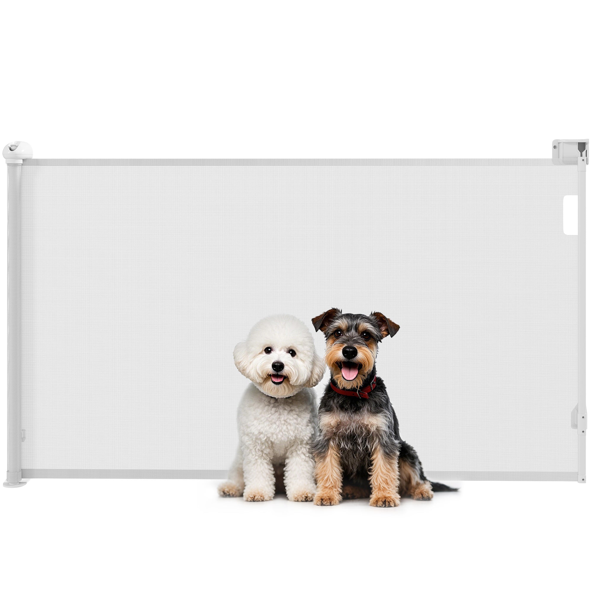 Gate for Small Dogs Extendable 0-144 cm and Retractable with Automatic Lock, White
