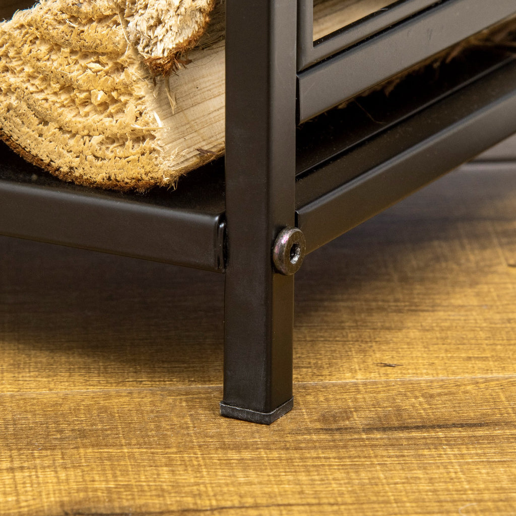 Fireplace Log Holder, Rustproof Steel, Indoor and Outdoor Log Holder with Elegant Design and 4 Tools, 46 x 30 x 70 cm, Black