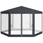 Outsunny hexagonal garden gazebo with double entrance, in metal and polyester, 3.94x3.94x2.5 m, gray - Borgè