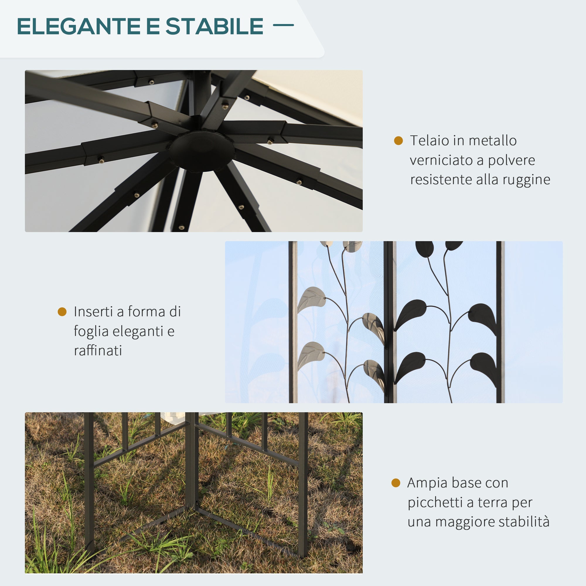 3x3m Garden Gazebo with Mosquito Net, Steel Frame and Double Canopy, White