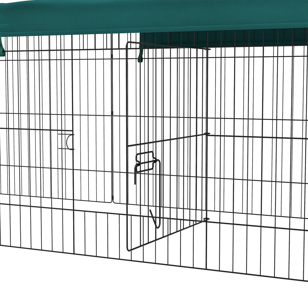 Pawhut for outdoor and interior rabbits with steel roof, 220x85x70cm, green - Borgè