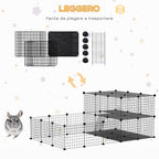 Modular Metal Rabbit Run with Ladder and Mounting Accessories, 175x105x70cm - Black