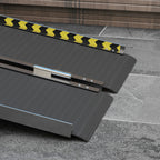 Folding Aluminum Wheelchair Ramp with Deflectors and Stickers, 122 x 73.6 x 5.1 cm, Black