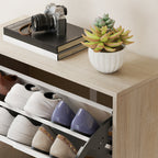 Space-Saving Slim Shoe Rack with 4 Drawers for 20 Pairs of Shoes, 62.5 x 26 x 156 cm, Wood and White