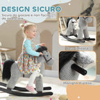 AIYAPLAY Rocking Horse with Sounds for Children 2-5 Years and Plush Animal Included, Wood and Steel, Grey