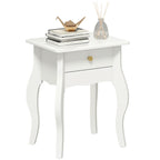French Style Coffee Table with Drawer and Curved Legs, 45x35x55 cm, White