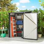 Outsunny Galvanized Steel Garden Shed with Door, 100x104x160 cm, Dark Grey