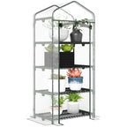 Compact Balcony Greenhouse with 4 Shelves and Clear PVC Cover, 70x50x160cm