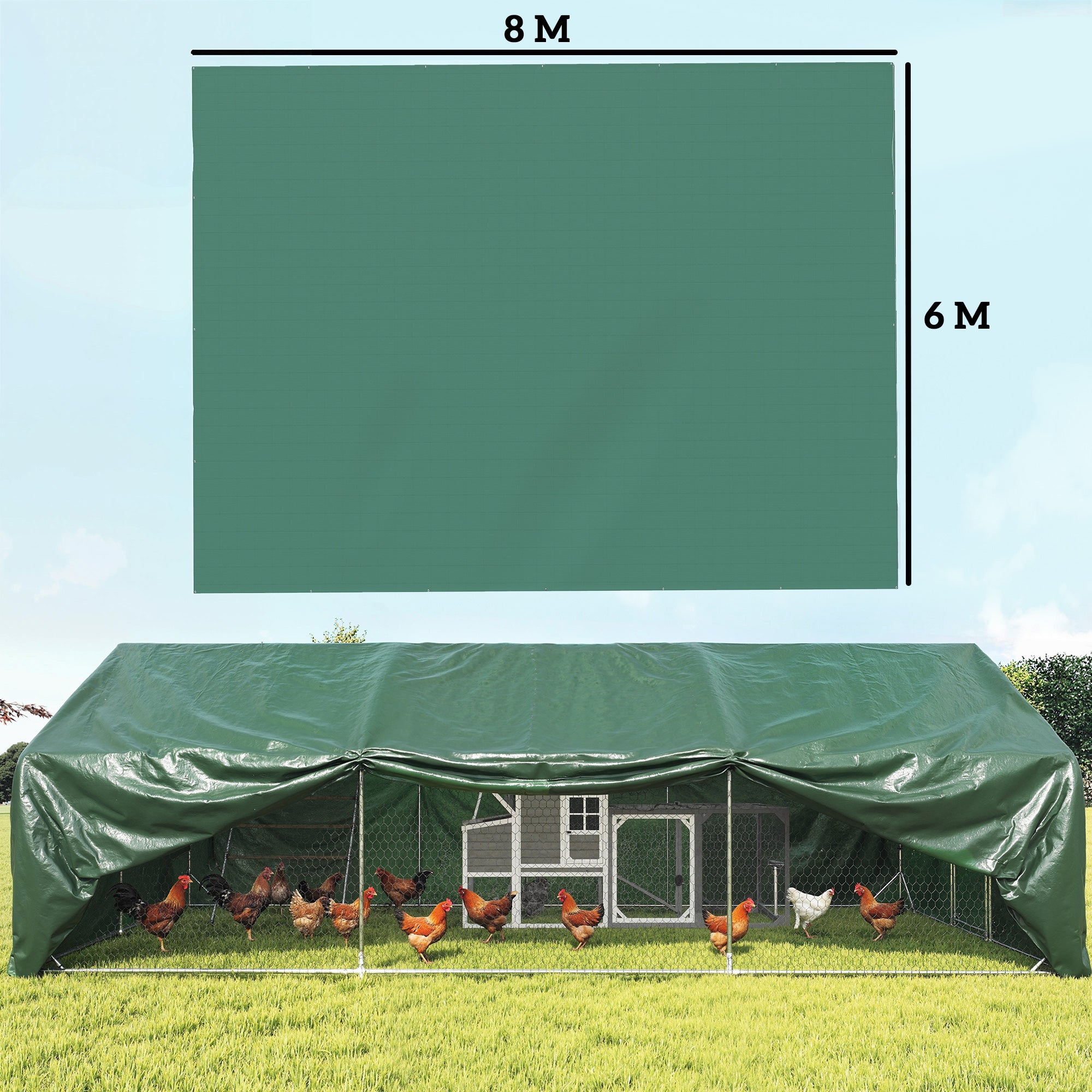 Outsunny 6 x 8m Waterproof Tarpaulin, 90 GSM Tear Resistant PE