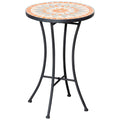 Outsunny Round Outdoor Coffee Table with Mosaic Ceramic Top, Metal, Ø35.5x53.5 cm, Multicolored