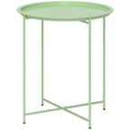 Outsunny Garden Table with Removable Tray and Folding Steel Legs, Ø46x50 cm, Green