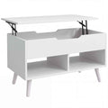 HOMCOM 75cm White Punched Coffee Table with Lift-Up Top and Hidden Storage