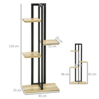 Industrial Style 4-Tier Plant Rack in Fir Wood and Metal, 45x25x110 cm, Black and Wood Color