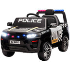 Kids Electric Police Car with Remote Control Dual Motors Siren 4-Wheel Suspension and Headlights Black