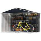 Steel Tool Shed with Sloped Roof and 2 Sliding Doors, 277x195x192 cm, Dark Grey