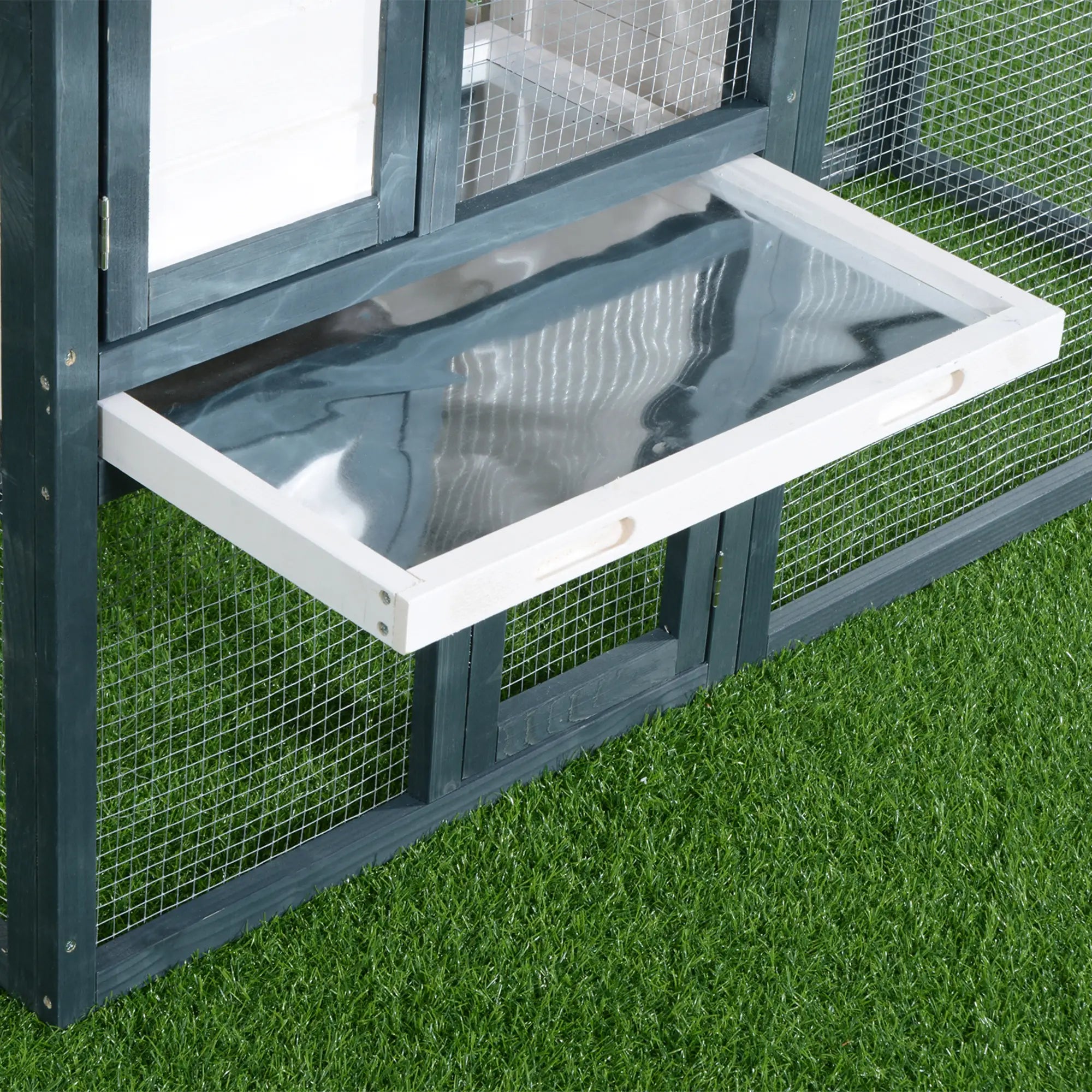 Wooden Rabbit and Pet Cage 2 Tier Fir Double Door 140x65x100cm Green and White - Borge' Group Limited