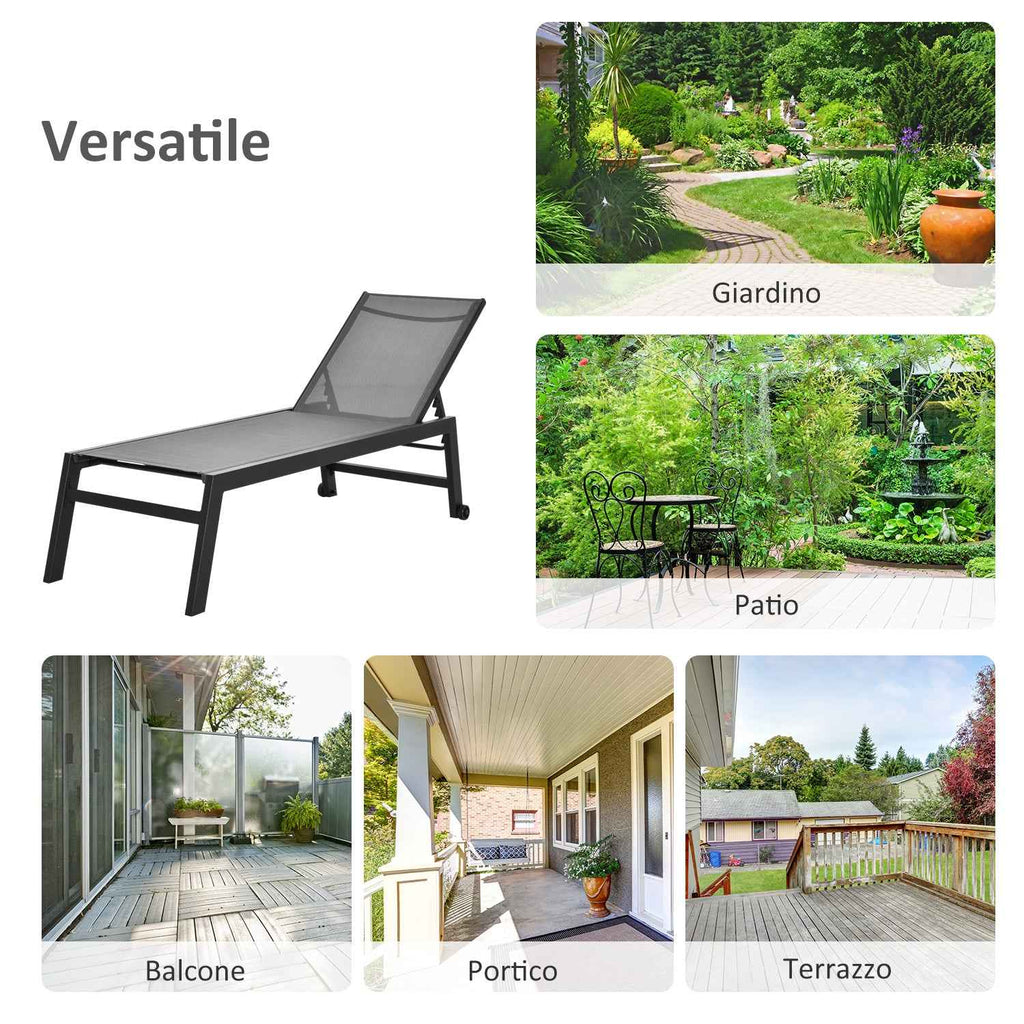 Outsunny Aluminum Sun Lounger Garden Lounger Gray and Black