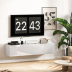 Wall Mounted TV Cabinet for 45"-55"-65" TVs with 2 Cabinets and Drop-Door, 140x33x29.8 cm, White