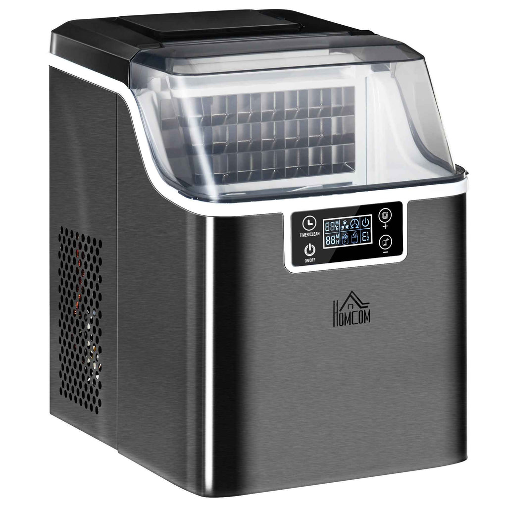 Ice Maker, 20kg in 24 Hours, 24 Cubes in 14-18 Minutes, Self-Cleaning System, Black
