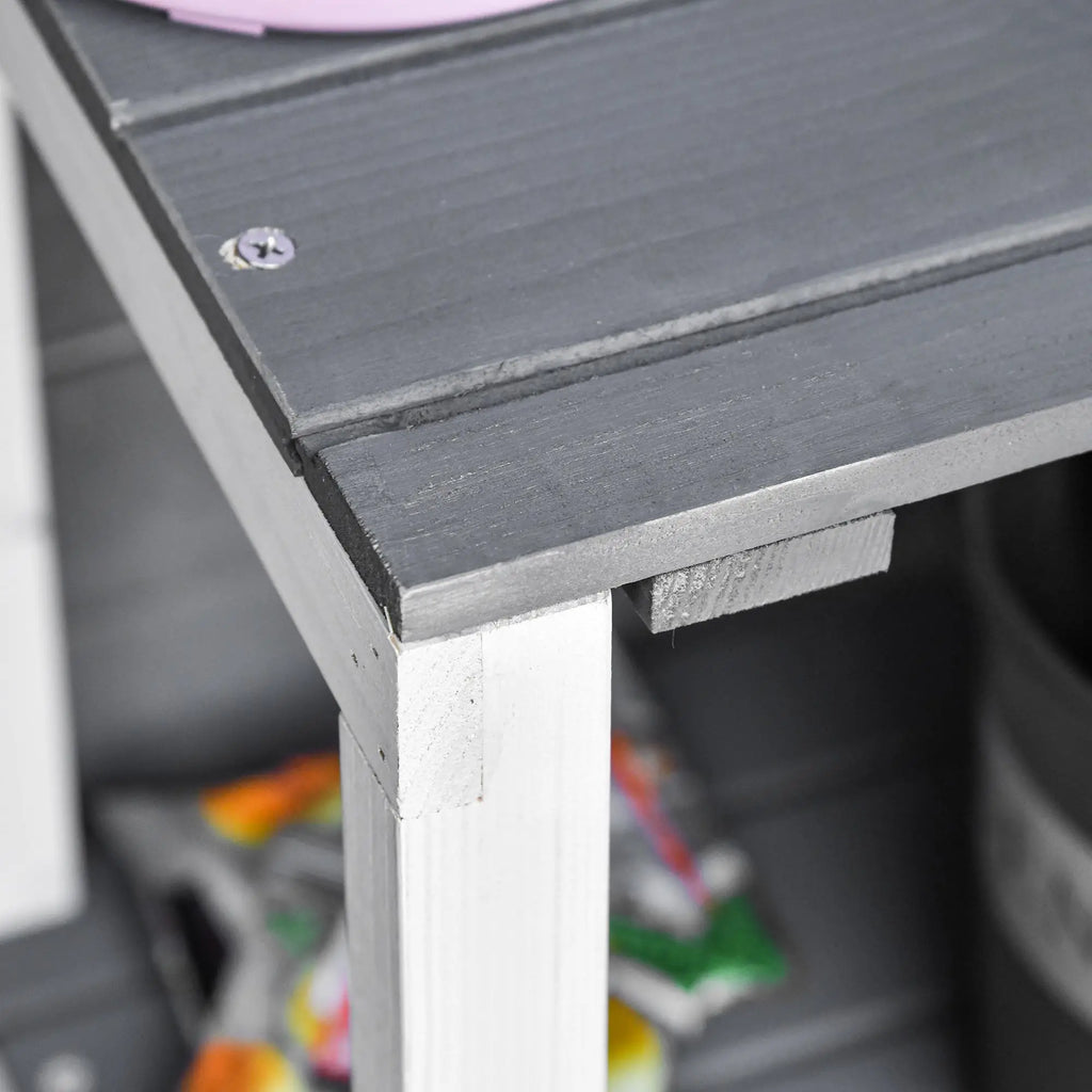 Wooden Garden Shed with 2 Doors, Outdoor Garden Tool Cabinet with a Stool, 139x75x147/160cm - Borge' Group Limited