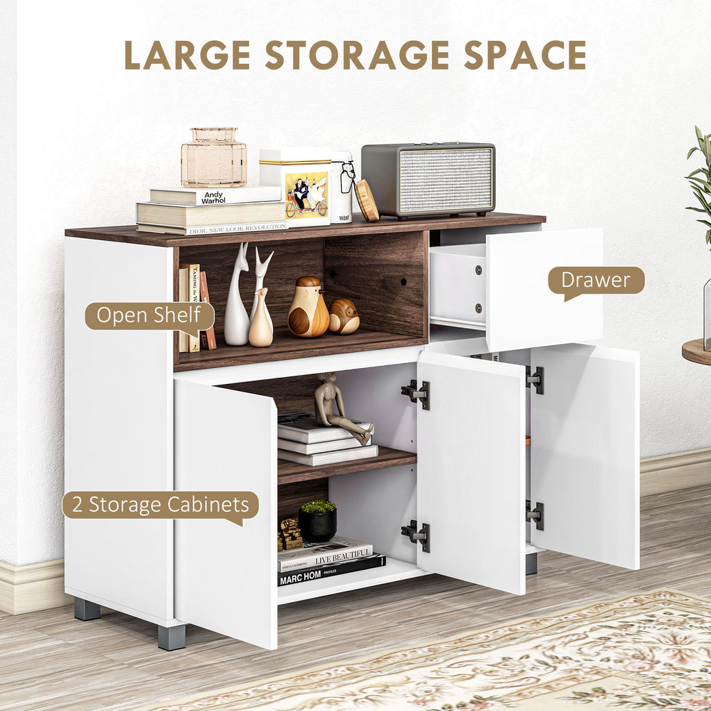 Homcom Modern Cooking Wooden Kitchen with lockers, drawer and open compartment, 105x39x83cm, white - Borgè