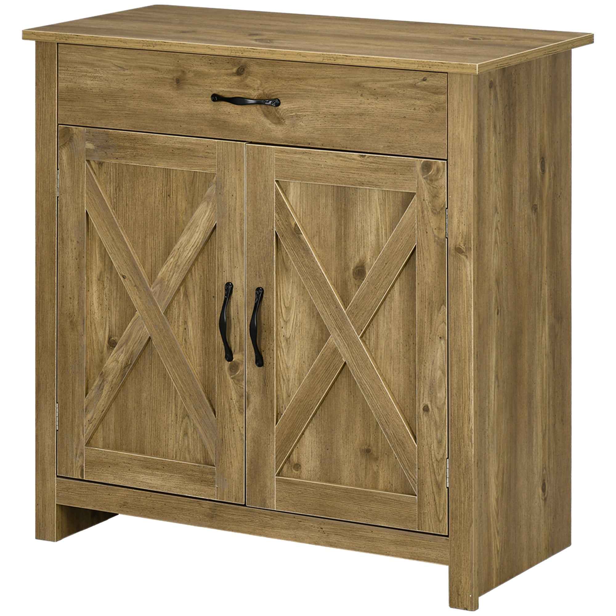 Country Kitchen Sideboard with 2-Door Cabinet and Drawer, 80x39.7x80cm, Wood Color