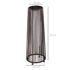 Outsunny Solar Garden Lantern with LED Light in Rattan and Metal, Ø21.5x61cm, Brown