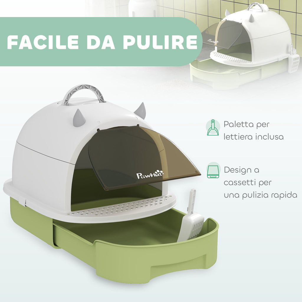 Closed Cat Litter Box with Removable Tray, Scoop and Activated Carbon Filter, Multicolor