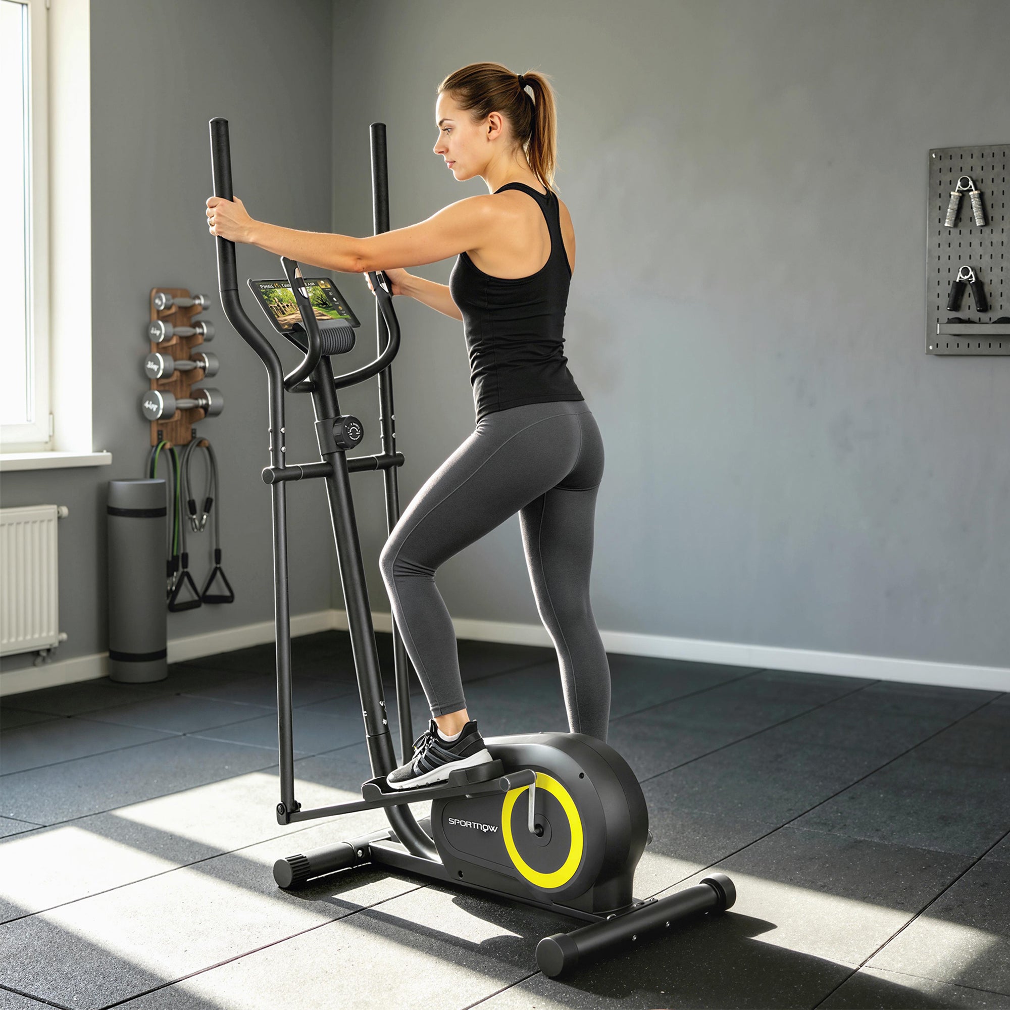 SPORTNOW Elliptical Home Trainer, Silent Magnetic, App Compatible