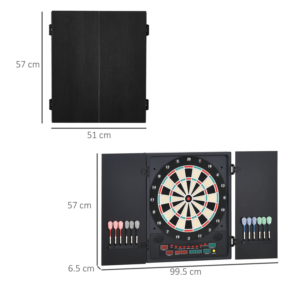 Electronic Dartboard with Automatic Scoring, 12 Darts and 6 Displays, 51x6.5x57cm, Black