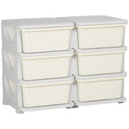 6-Drawer Children's Chest of Drawers for 3-6 Years Old with Rounded Edges, in PP Cream White, 75x37x56.5 cm