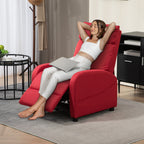 Reclining Relax Chair with Footrest in Linen Effect Fabric, 69x85x100 cm, Red