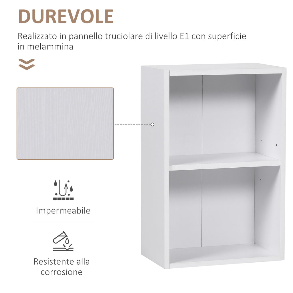 Low Wooden Bookcase, Multipurpose Cabinet Modern Design White with Adjustable Shelf 40x24x61cm